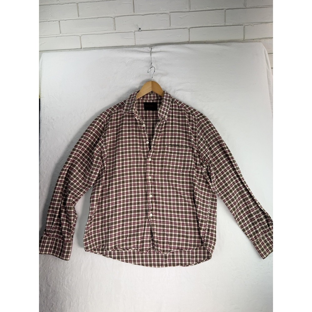 Sportex Shirt Mens Large Red Plaid‎ Flannel Long Sleeve Button Down Casual